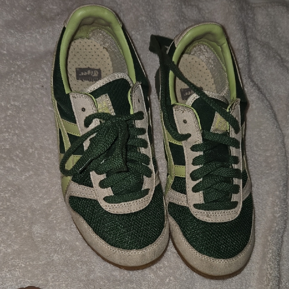 Onitsuka Tiger by Asics Green and Cream Sneakers